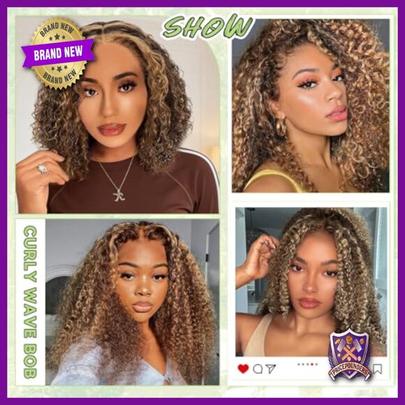 Short Curly Bob Wig Human Hair Lace Front Pre Plucked 13x4 HD Lace